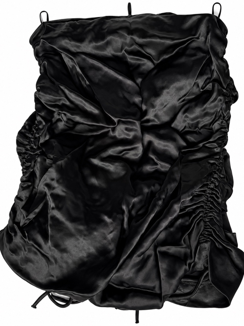 ZARA Black Satin Ruched Draped Mini Skirt XS